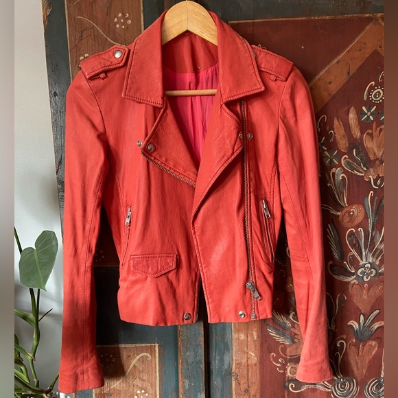 IRO Red Leather Jacket - Picture 1 of 2